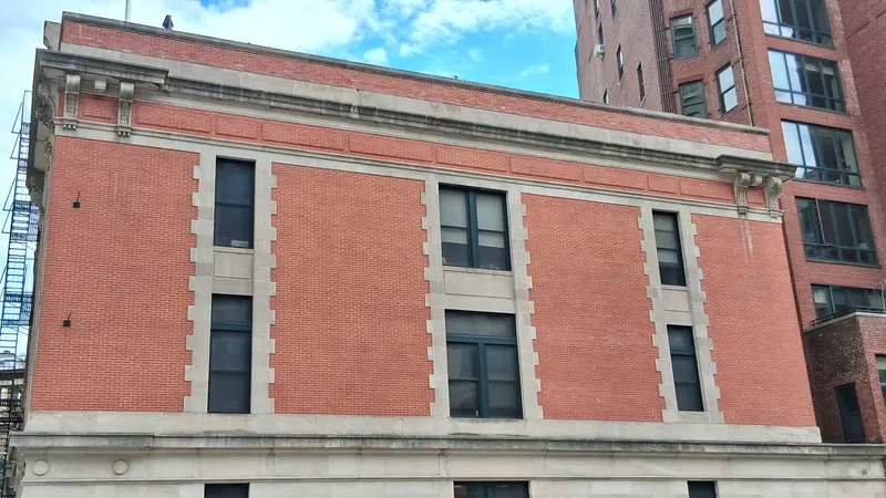 Red-brick facade of the Hook & Ladder 8 firehouse, Tribeca