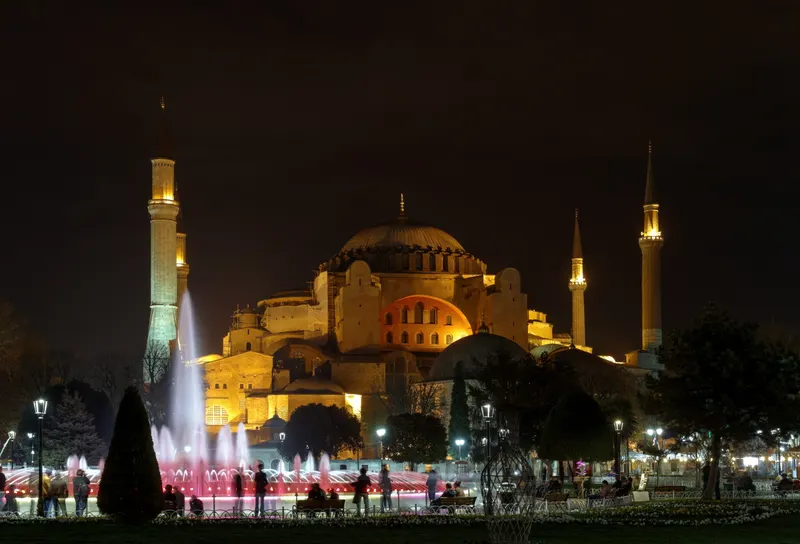 Hagia Sophia illuminated at night