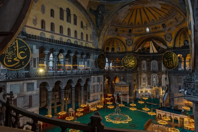 Upper gallery view inside Hagia Sophia