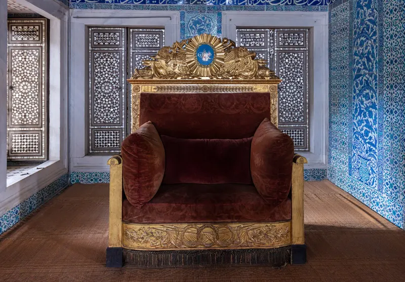 Imperial throne in a tiled room of Topkapı Palace