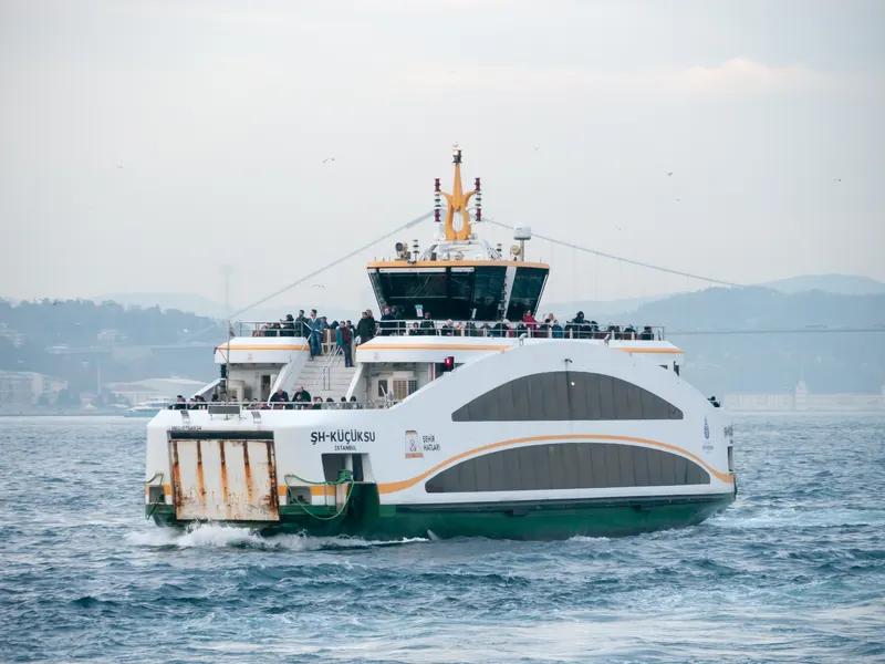 Modern Istanbul ferry crossing the Bosphorus
