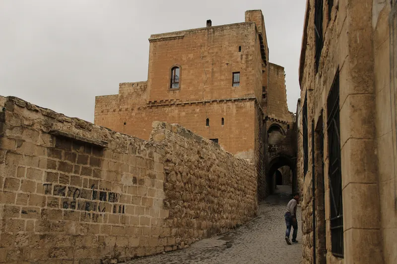 Narrow stone alley in Mardin's old town