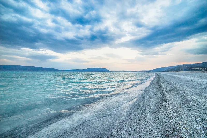 White mineral shoreline of Lake Salda Nature Park
