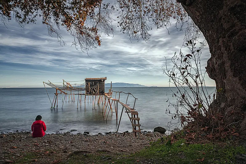 Wooden fishing platform on the Tekirdağ coast of the Sea of Marmara
