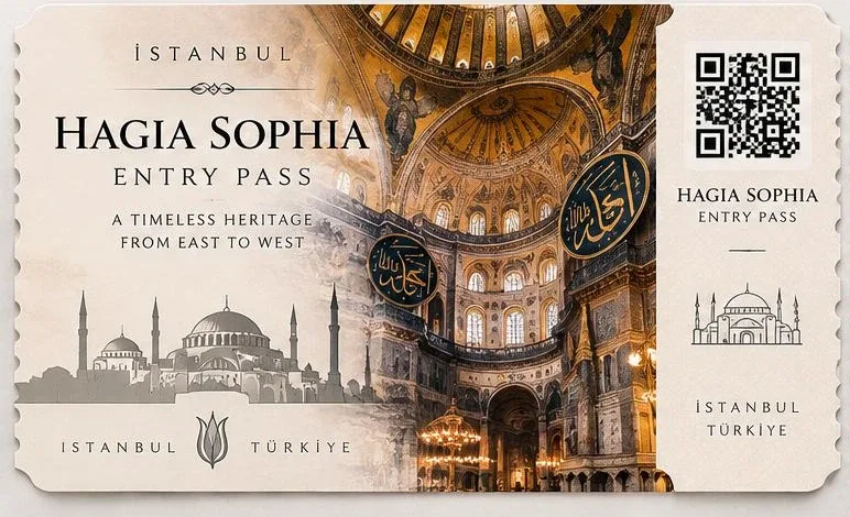 Hagia Sophia Entry Pass — interior dome and calligraphy roundels