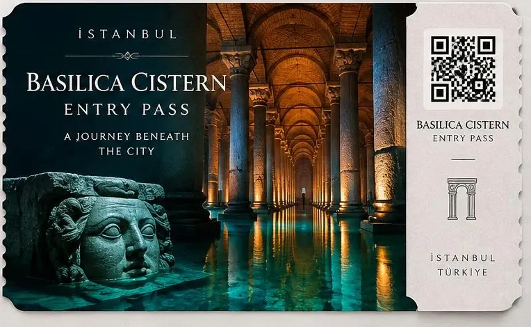 Basilica Cistern Entry Pass — column hall reflected in the water