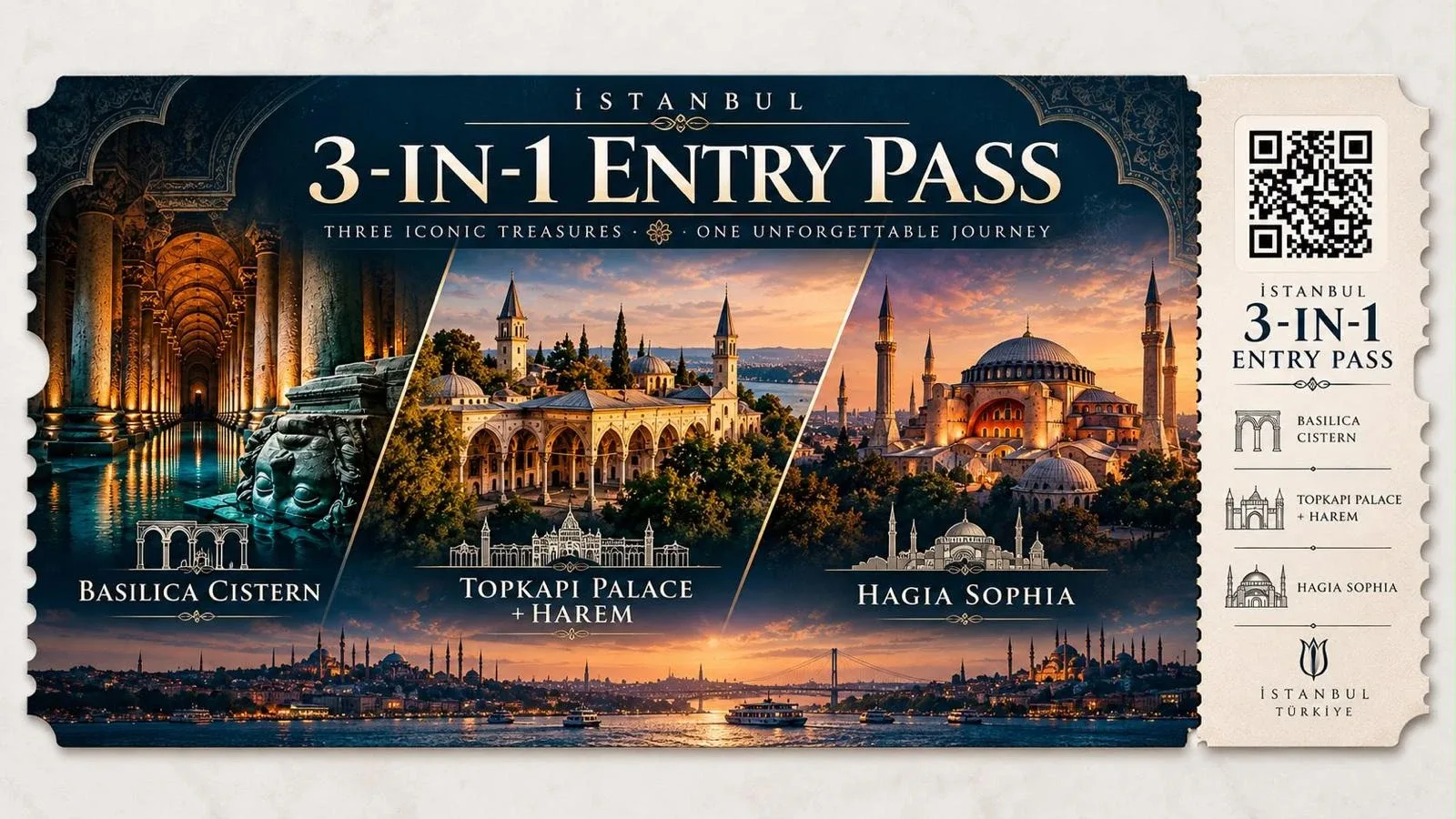 Istanbul 3-in-1 Entry Pass — Basilica Cistern, Topkapı Palace and Hagia Sophia